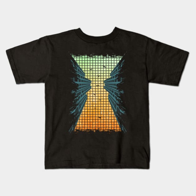 Retro City Sky Kids T-Shirt by CozySkull